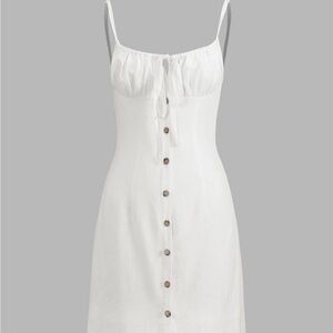 White Button-Down Midi Dress